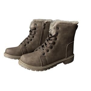 Women’s Faux Fur Lined Boots w/ Laces & Zipper Brown Mocha‎ Size 9 NEW in Box